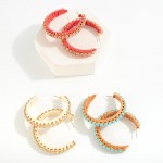 Wholesale sized Hoop Earring Raffia Wrapped Rhinestones D