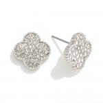 Wholesale pave Studded Clover Stud Earring L