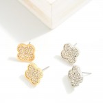 Pave Studded Clover Stud Earring

- Approximately 0.5" L