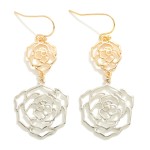 Wholesale linked Metal Rose Drop Earrings L