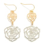 Wholesale linked Metal Rose Drop Earrings L