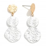 Wholesale linked Hammered Metal Drop Earrings L