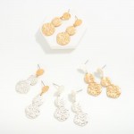 Wholesale linked Hammered Metal Drop Earrings L