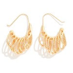 Metal Wire Hoop Drop Earrings With Crinkle Hoop Tassels

- Approximately 1.75" L