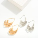 Metal Wire Hoop Drop Earrings With Crinkle Hoop Tassels

- Approximately 1.75" L