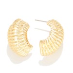 Wholesale metal Ribbed Half Hoop Earrings L