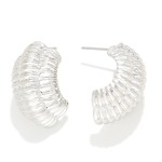 Metal Ribbed Half Hoop Earrings

- Approximately 1" L