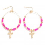 Circular Beaded Drop Earring With Cross Detail

- Approximately 2.5" L