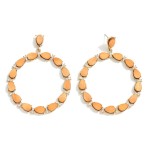 Wood Teardrop and Rhinestone Hoop Drop Earrings

- Approximately 2.5" L