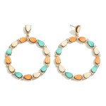 Wholesale wood Teardrop Rhinestone Hoop Drop Earrings L