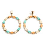 Wholesale wood Teardrop Rhinestone Hoop Drop Earrings L