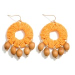 Raffia Hoop Drop Earrings With Wooden Bead Tassels

- Approximately 2.25" L