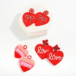 Wholesale seed Beaded Love Heart Drop Earring Rhinestone Post L