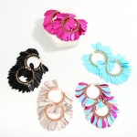 Wholesale metallic Sequin Fringe Hoop Statement Earrings L