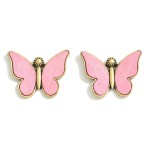 Wholesale metal Backed Wooden Butterfly Post Drop Earrings L
