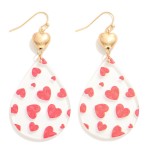 Wholesale valentine s Day Printed Heart Teardrop Earring L
