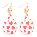 Wholesale valentine s Day Printed Heart Teardrop Earring L