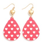 Wholesale valentine s Day Printed Heart Teardrop Earring L