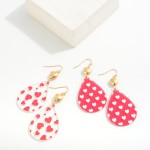 Wholesale valentine s Day Printed Heart Teardrop Earring L