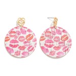 Wholesale cork Valentine s Day Themed Circular Drop Earrings Metal Double Heart