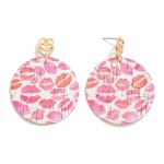 Wholesale cork Valentine s Day Themed Circular Drop Earrings Metal Double Heart