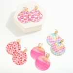 Cork Valentine's Day Themed Circular Drop Earrings With Metal Double Heart Posts

- Approximately 2.25" L