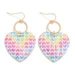 Cork Valentine's Day Heart Drop Earrings With Linked Metal Hoop

- Approximately 2" L