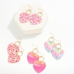 Cork Valentine's Day Heart Drop Earrings With Linked Metal Hoop

- Approximately 2" L