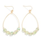 Metal Wire Teardrop Drop Earrings With Glass Crystal Beads

- Approximately 2.25" L