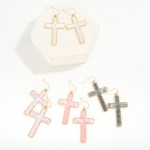 Wholesale seed Beaded Cross Drop Earrings Gold Border L