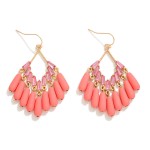 Wholesale matte Bead Tassel Drop Earrings Rhinestone Details L