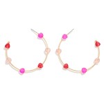 Wire Hoop Earrings With Valentine's Day Heart Bead Stations

- Approximately 1.75" D