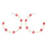 Wire Hoop Earrings With Valentine's Day Heart Bead Stations

- Approximately 1.75" D