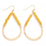 Wholesale wood Beaded Hammered Metal Teardrop Drop Earrings L