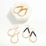 Wholesale wood Beaded Hammered Metal Teardrop Drop Earrings L