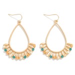 Wholesale metal Teardrop Drop Earrings Wood Stud Details L