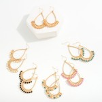 Wholesale metal Teardrop Drop Earrings Wood Stud Details L