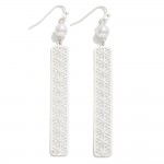 Metal Tone Geometric Laser Cut Drop Earrings With Pearl Accents 

- Approximately 3" L

