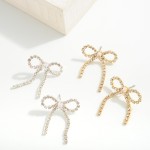 Wholesale brass Rhinestone Bow Drop Earring L Hypoallergenic Brass Post