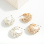 Wholesale rhinestone Studded Huggie Hoop Earring Brass Post L Hypoallergenic Bra