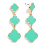 Wholesale linked Enamel Clover Drop Earrings L