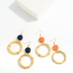 Circular Wood Drop Earring With Bamboo Detail

- Approximately 2.5" L