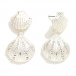 Wholesale linked Metal Shell Earrings Rhinestone Detail L