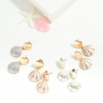 Wholesale linked Metal Shell Earrings Rhinestone Detail L