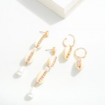 Cowrie Shell Drop Earrings With Rhinestone & Pearl Accents 

- Approximately 3.5" L