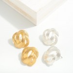 Textured Metal Infinity Loop Stud Earrings 

- Approximately 1"L