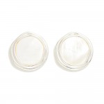 Wholesale mother Pearl Stud Earrings Metal Border L