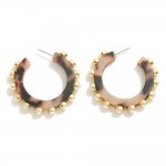 Wholesale pearl Studded Acetate Hoop Earrings D