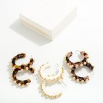 Wholesale pearl Studded Acetate Hoop Earrings D