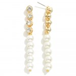 Wholesale rhinestone Pearl Linear Drop Earrings L